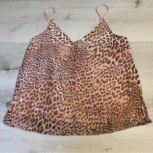 NWT Mustard Seed Animal Print Velvet Burnout Camisole, Pink/Brown Size M